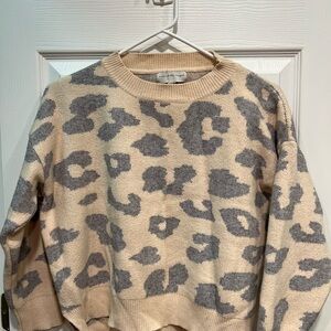 Never Fully Dressed Beige and Gray Animal Print Sweater and Pant set